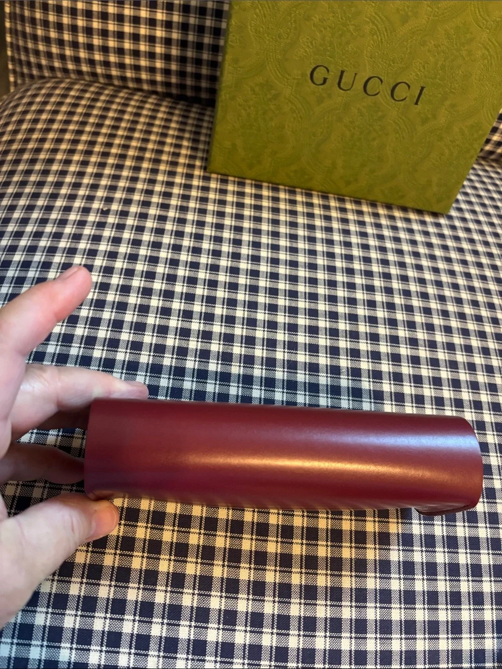 Gucci  Maroon Leather Eyewear Case